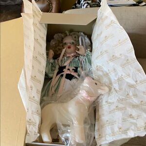 Porcelain Doll with sheep Accessory